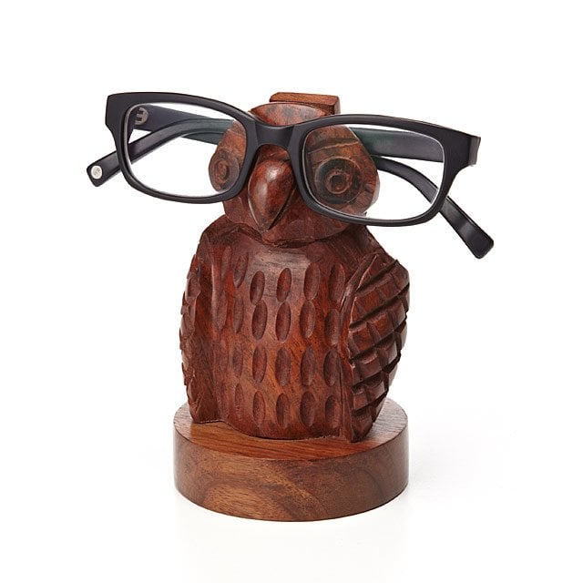 Wooden owl eyeglasses holder 