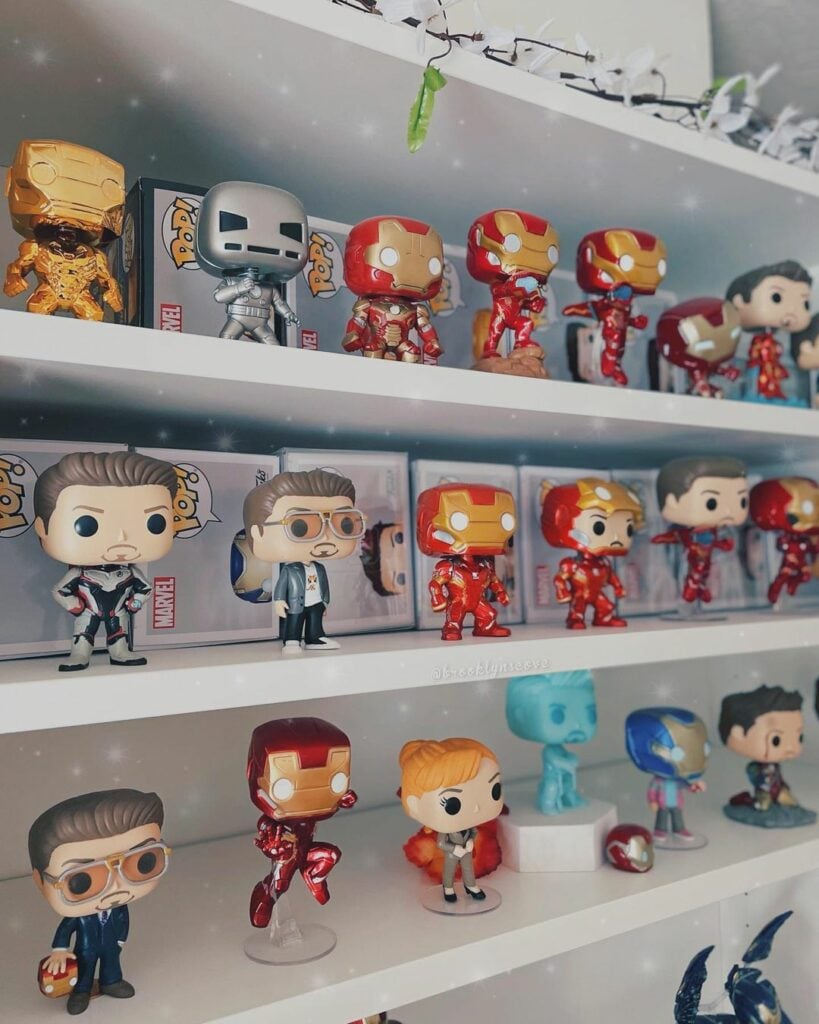 Funko Pop figures sitting on a shelf