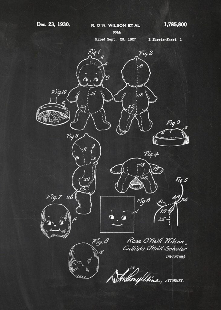 1927 Doll Patent Drawing Poster