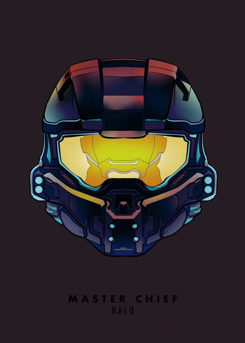 master chief from halo helmet poster