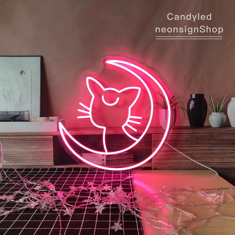 Sailor Moon Luna LED pink neon sign