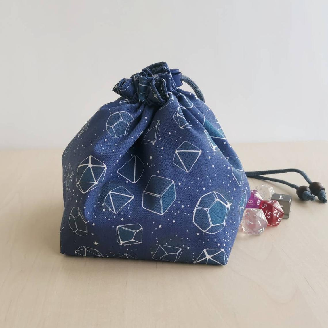 Blue cotton dice bag